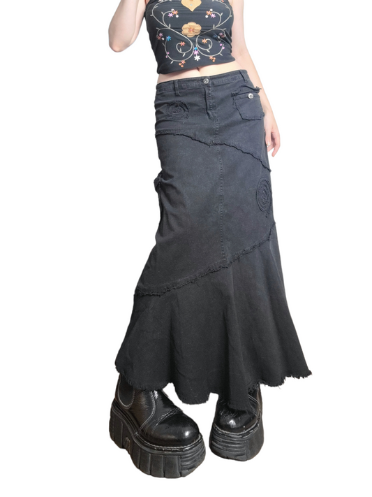 Maxi skirt jean cyber y2k fairy vintage fairygrunge bohem bohemian technohioppie forestcore