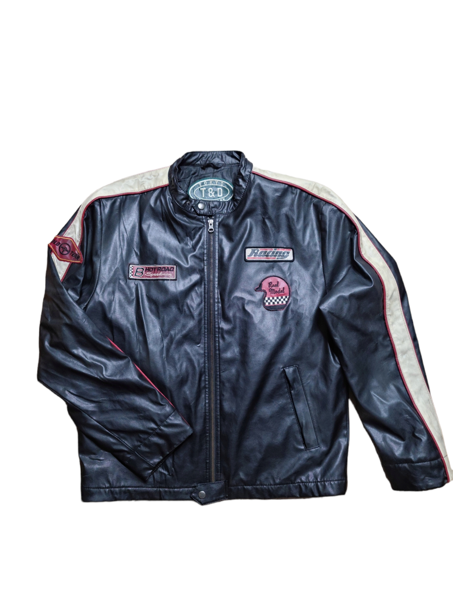 Motorcycle blouson jacket vintage oversize marron grunge 90s aesthetic y2k rare archive fashion racing