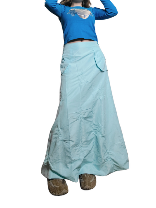 Long blue techwear skirt