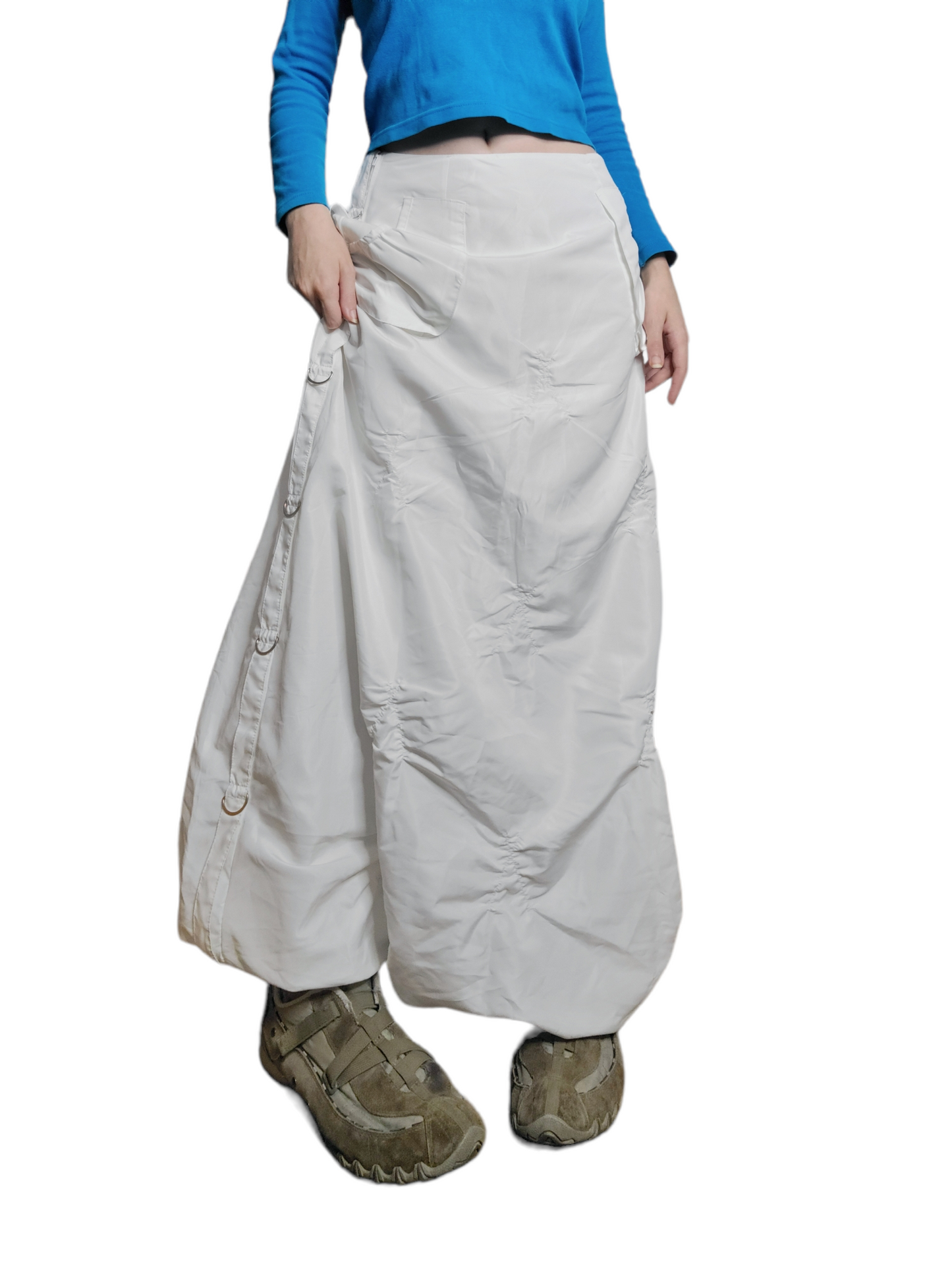 Long white techwear skirt