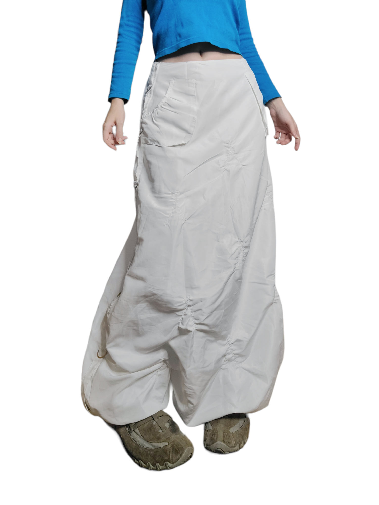 Maxi skirt vintage y2k cyber futuristic techwear jupe longue 2000s froncee blanche fairycore fairygrunge