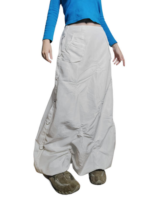 Long white techwear skirt