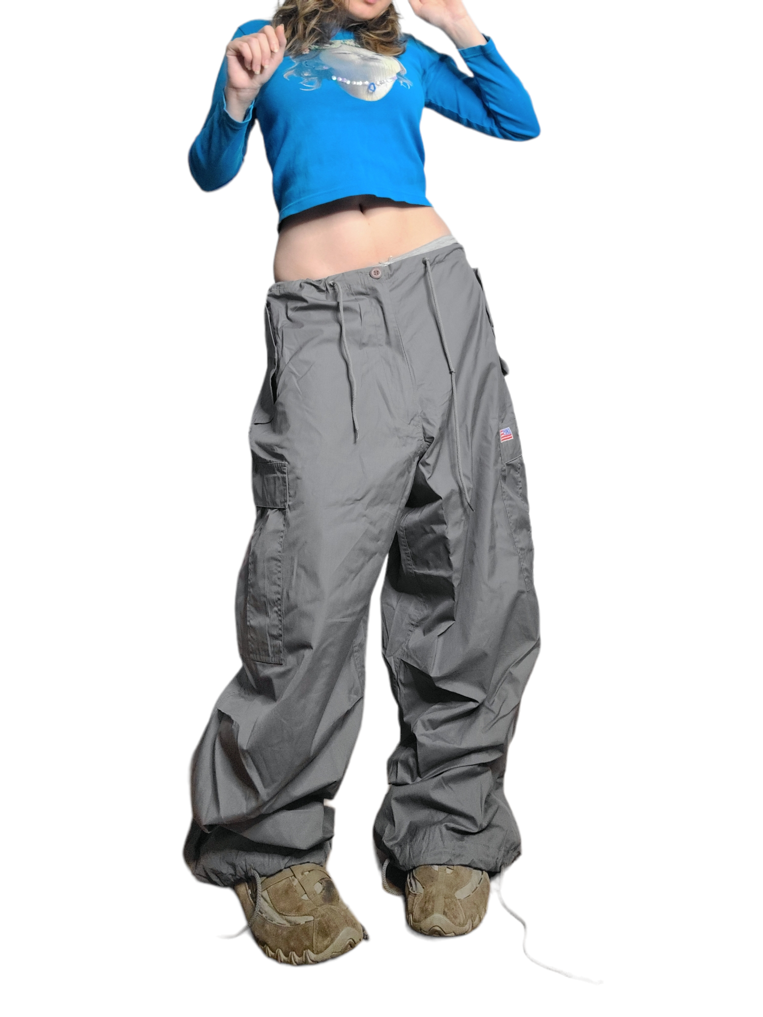 Cargo parachute vintage military ufo gris skater hiphop overpants gorpcore