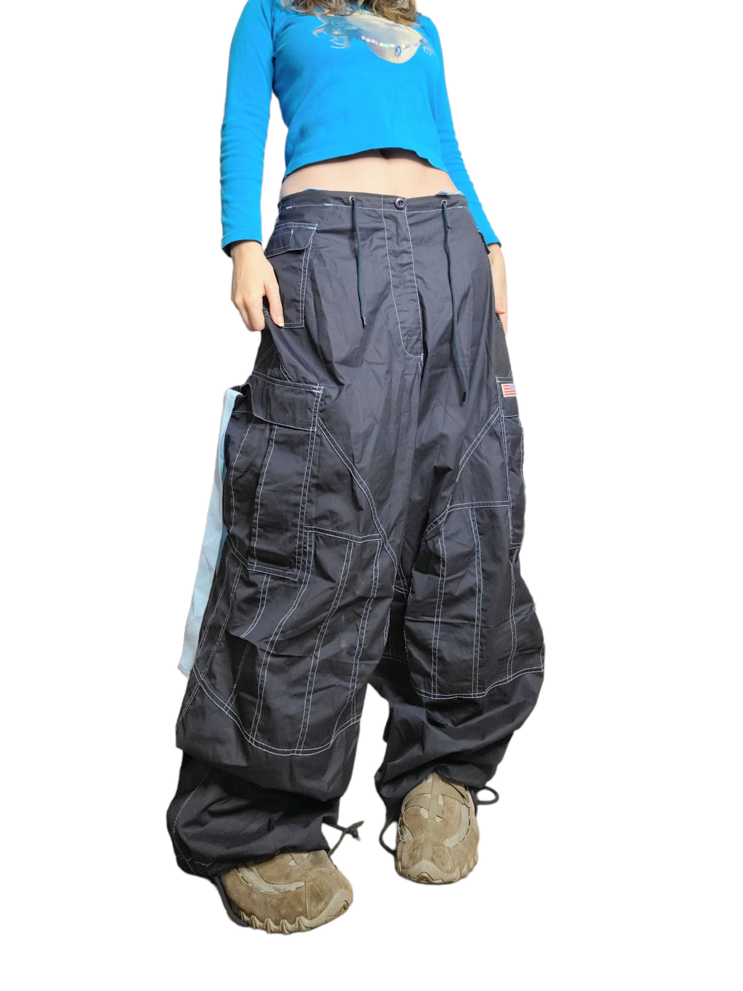 Blue patchwork parachute cargo