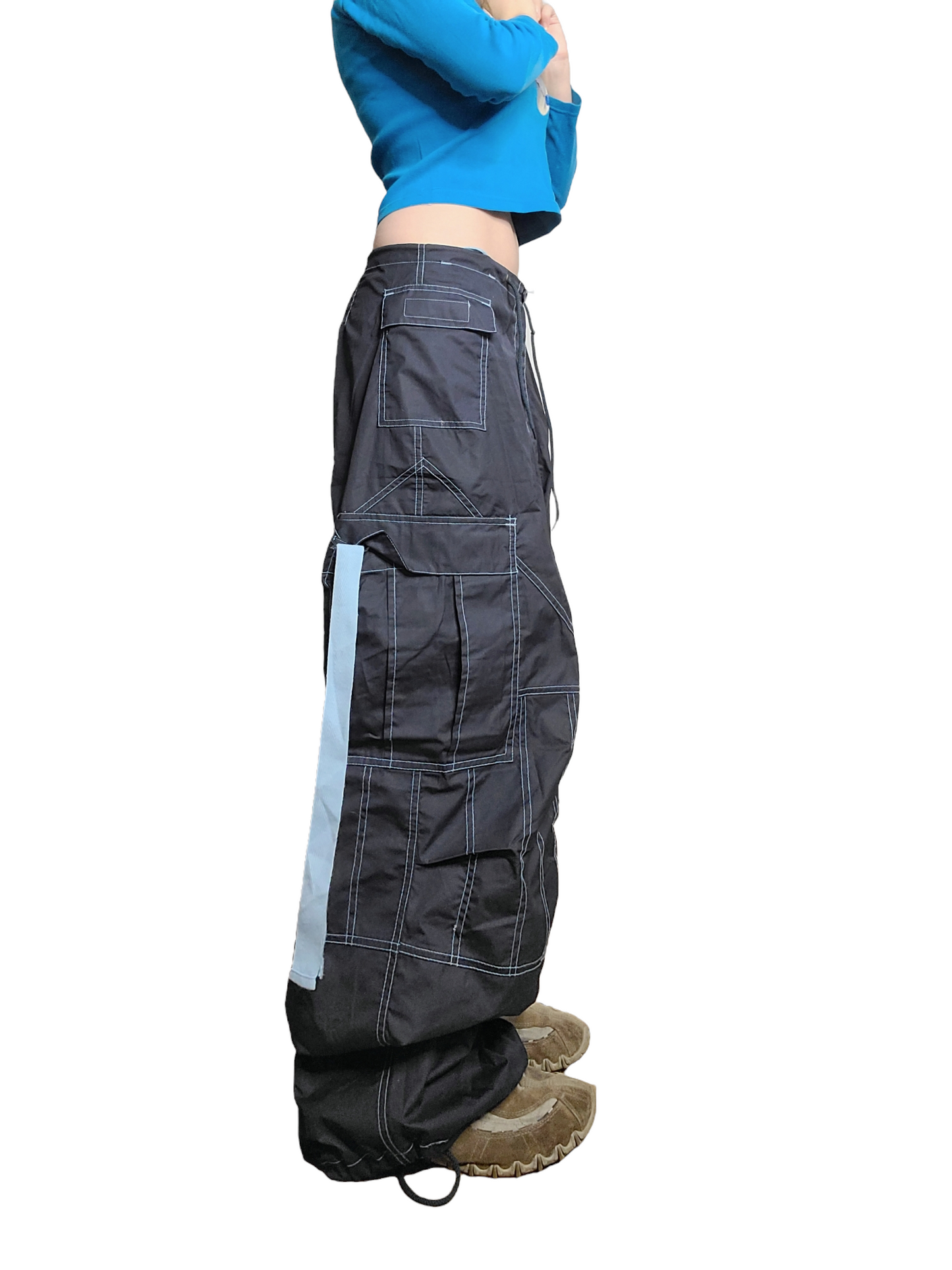 Blue patchwork parachute cargo