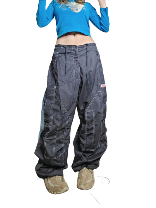 Blue patchwork parachute cargo