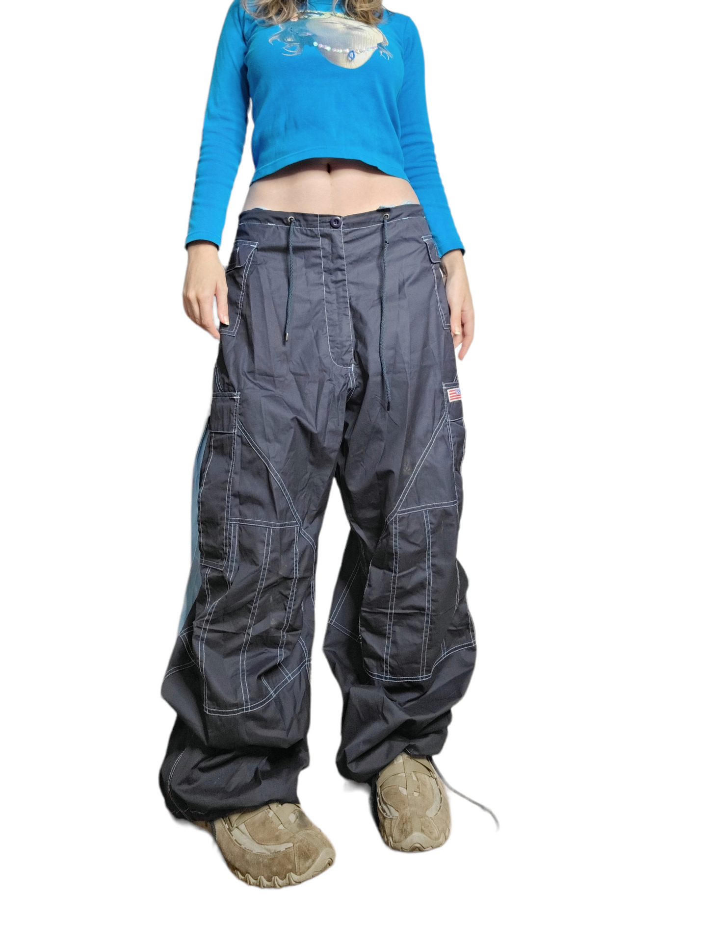 Blue patchwork parachute cargo