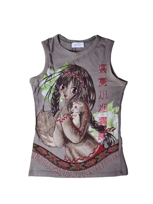 Tank top y2k printed anime manga vintage harajuku 2000 lili la tigresse cute kawaii