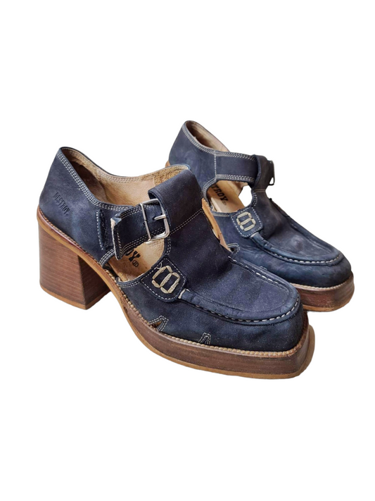 Boots 90s bratz archive vintage carres marron cuir grunge bohem boho platform destroy