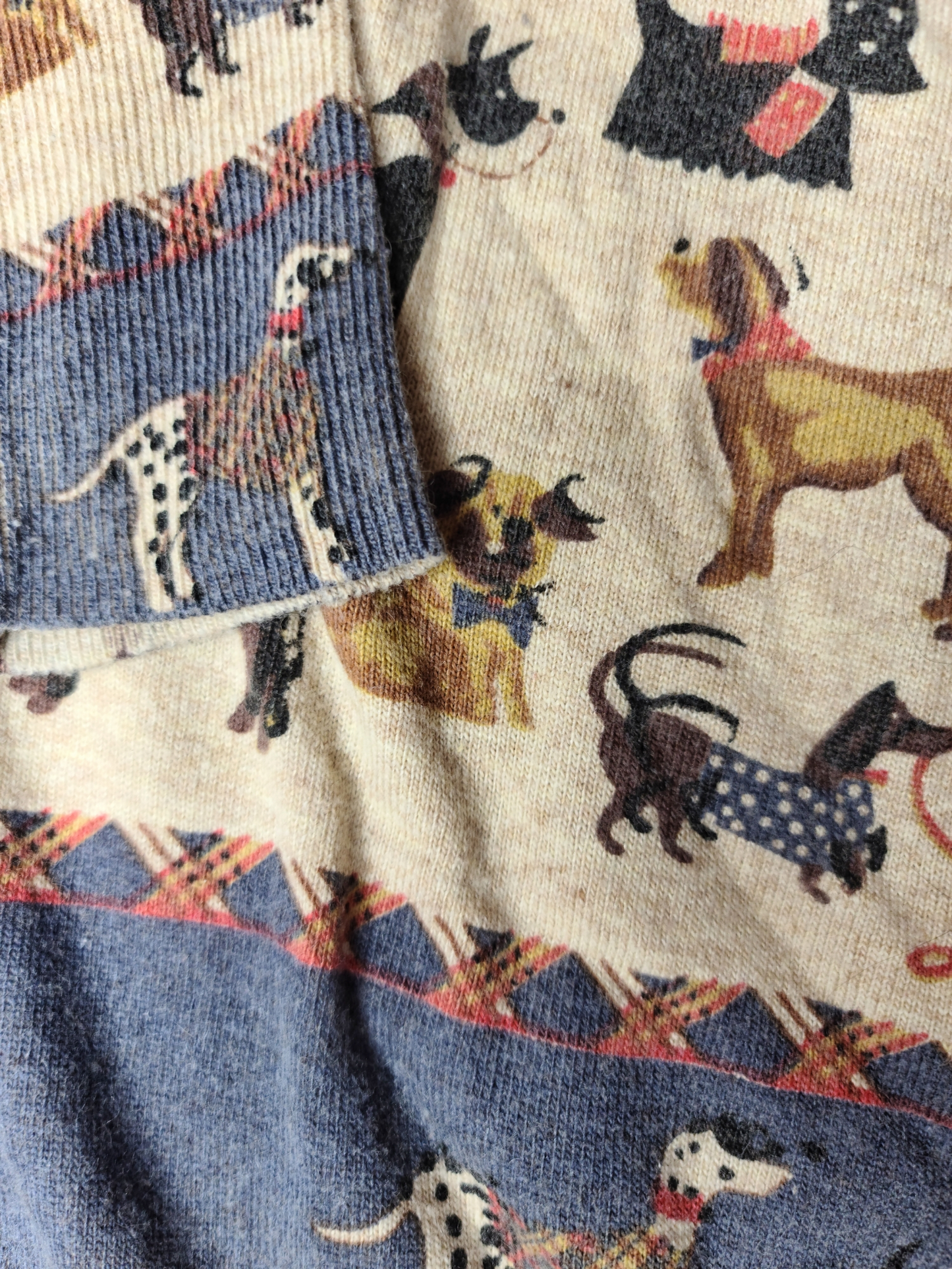 Vintage preppy sweater, dog patterns