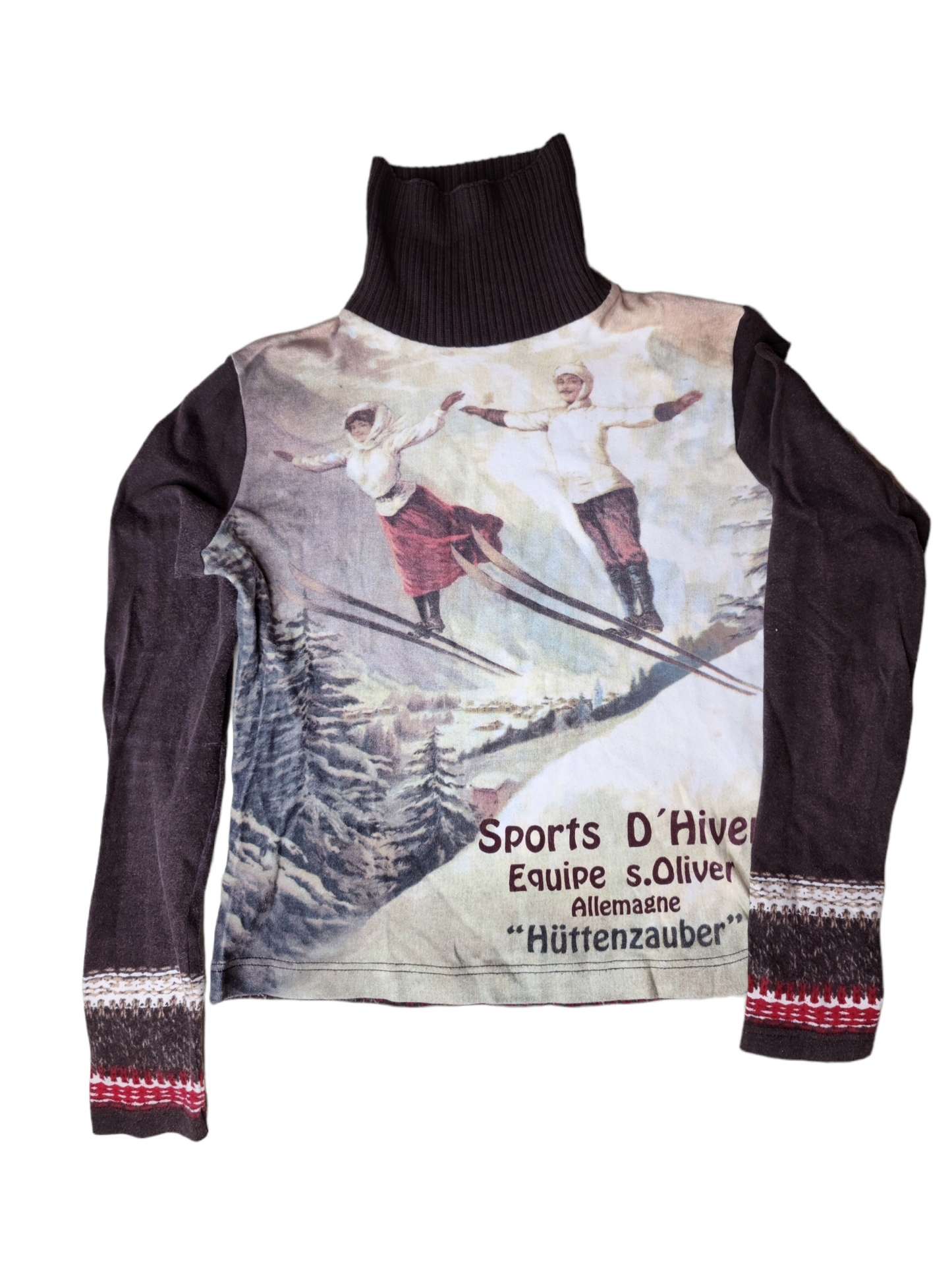 S. Olivier 90s vintage top imprime skieurs