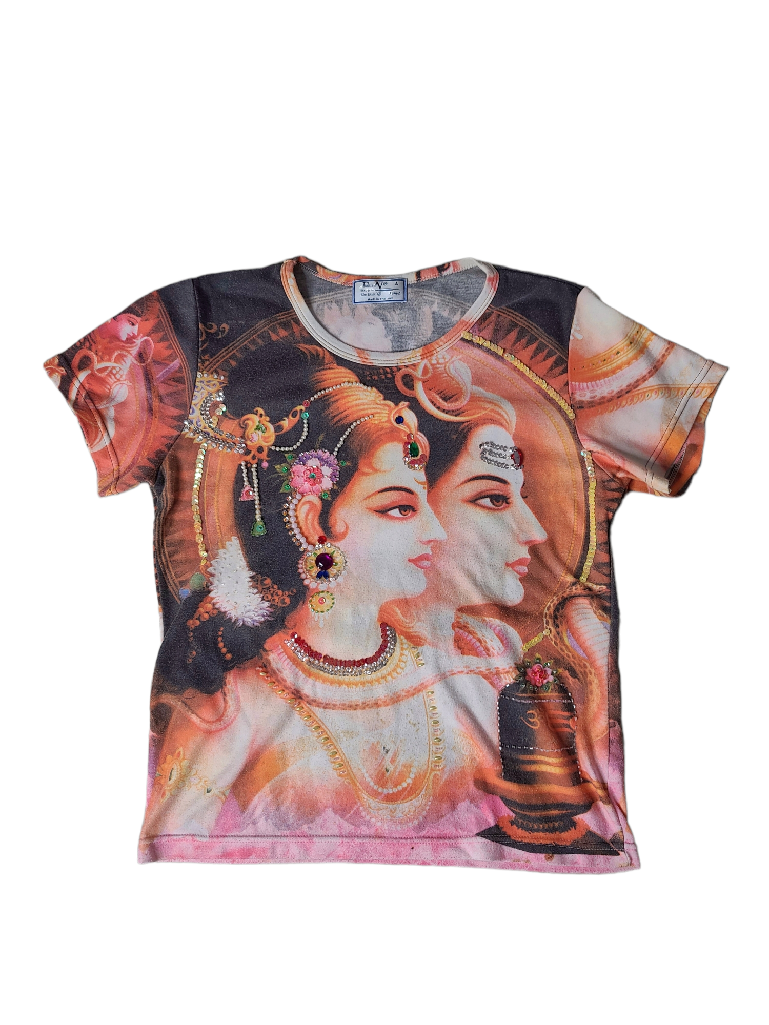 Tshirt vintage archive fashion cybery2k top printed funky indien bijoux relief y2k 2000 rare