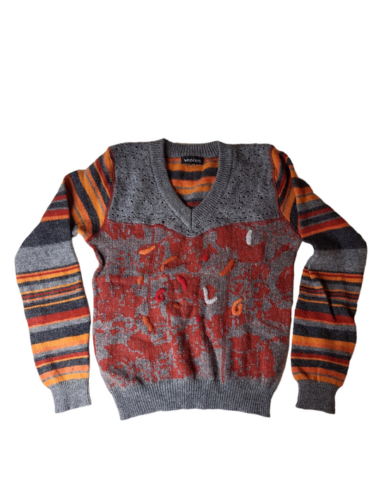 Sweat pull grunge fall automne y2k 2000 rayures spooky orange bohem fairy forest