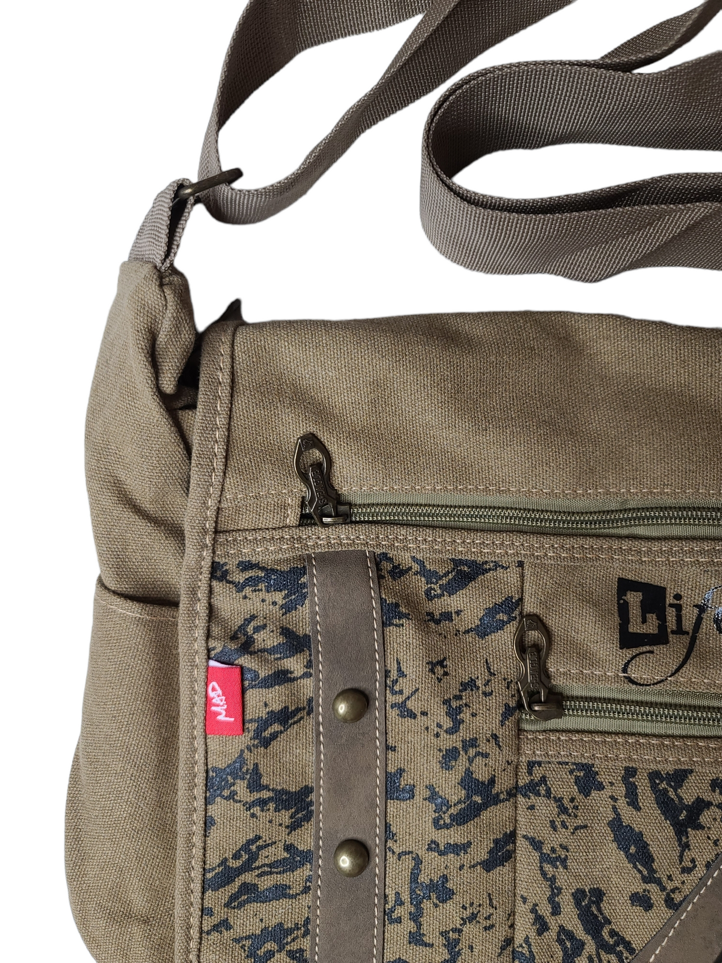 Khaki grunge shoulder bag