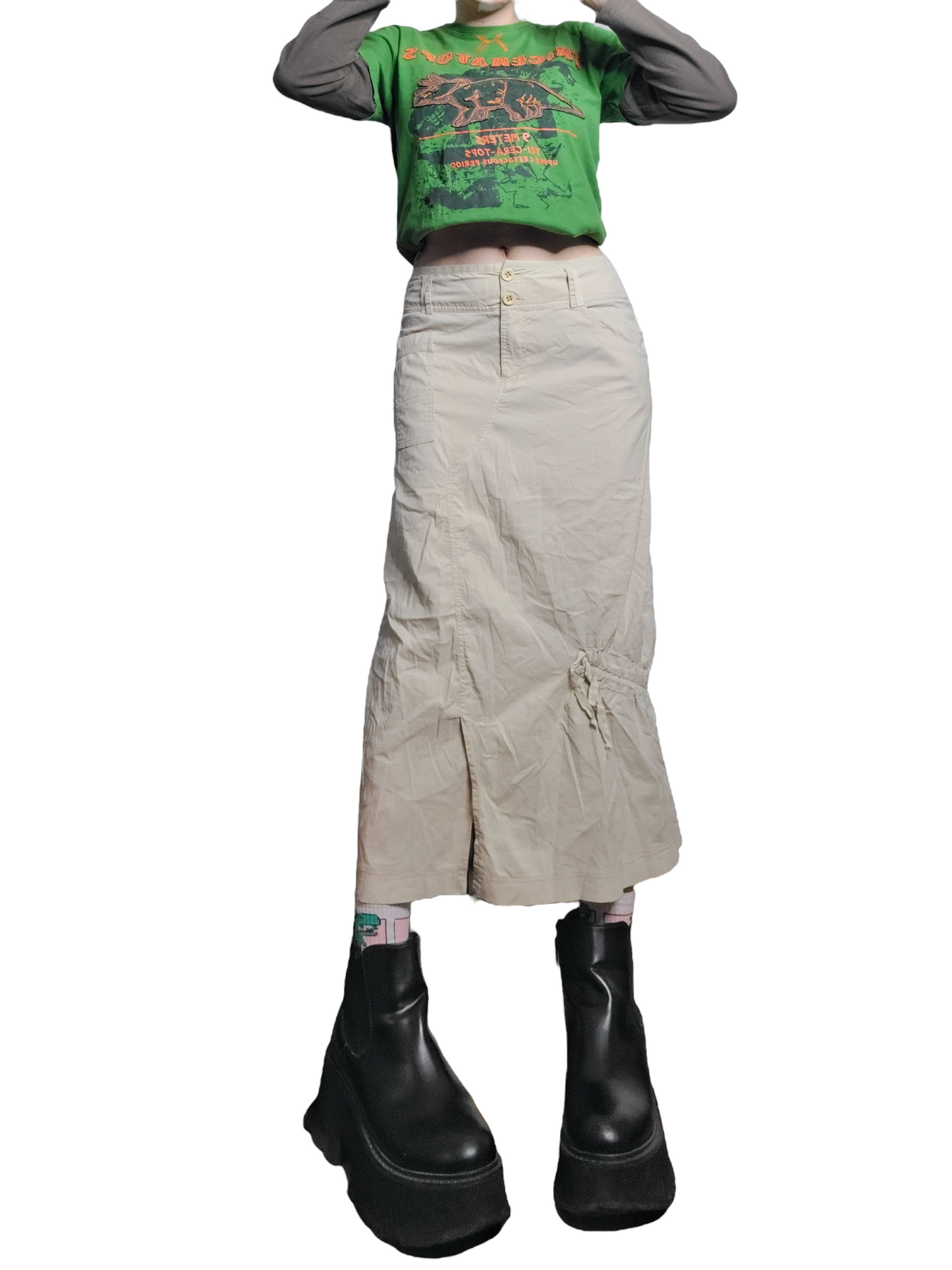 Maxi skirt harajuku gorpcore vintage creme subversive style techwear