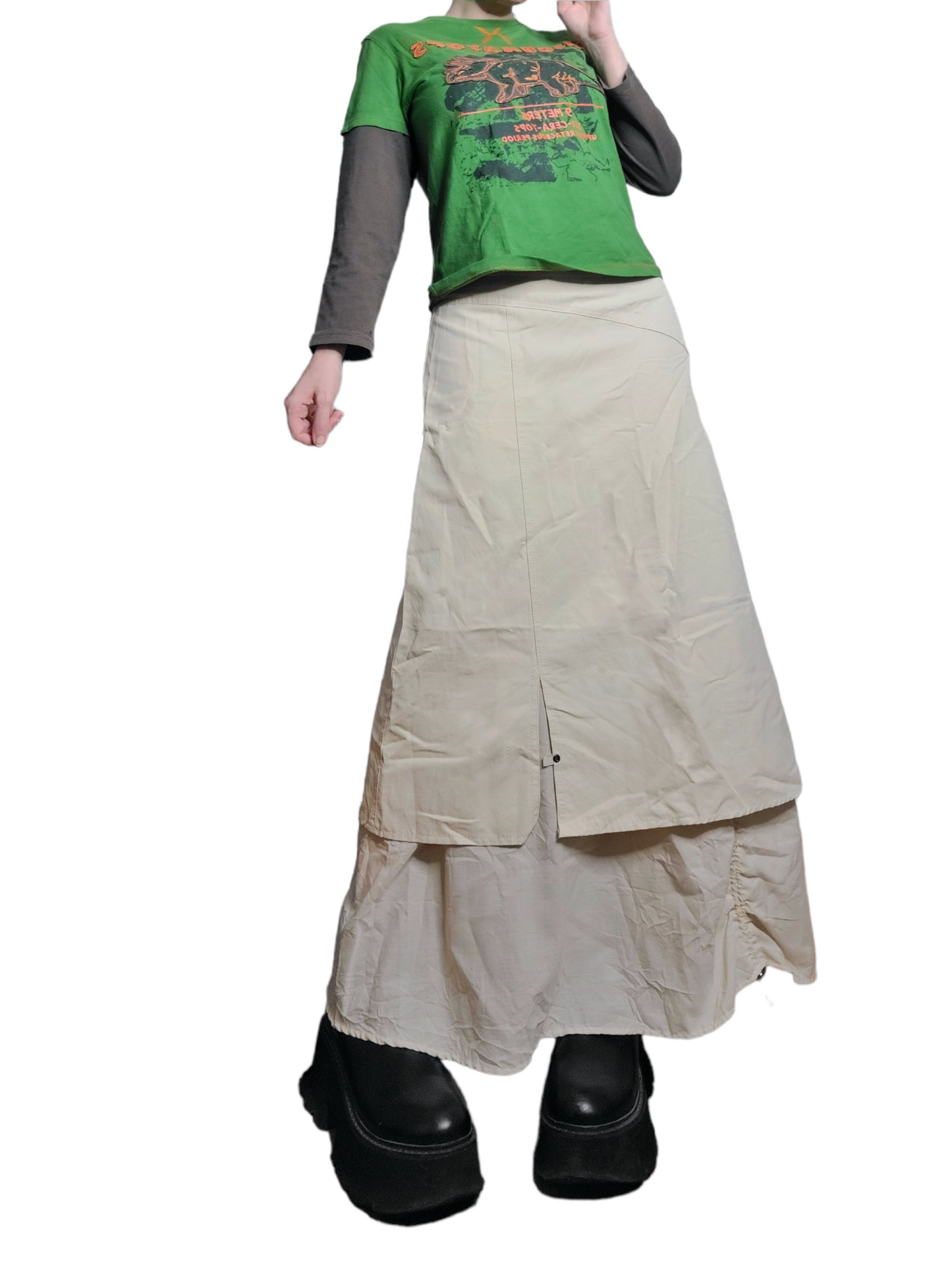 Maxi skirt harajuku gorpcore vintage creme subversive style techwear