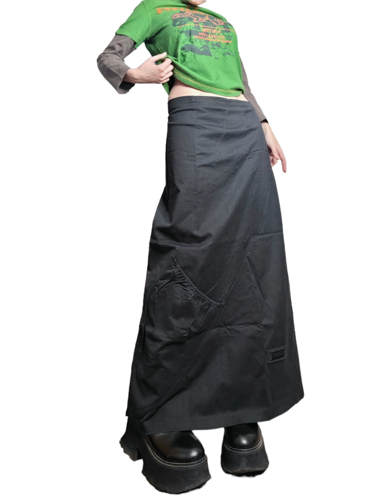 Maxi skirt parachute gorpcore black