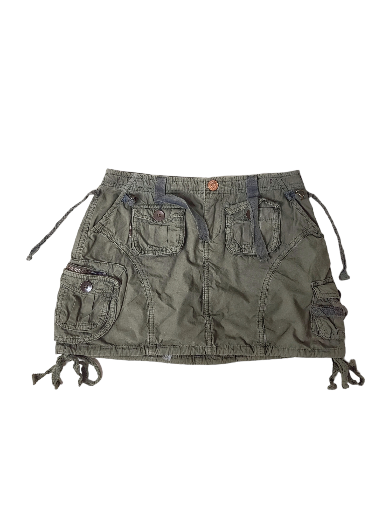 Mini jupe cargo mini skirt kaki grunge multipoches emo cyber vintage y2k gorpcore utility