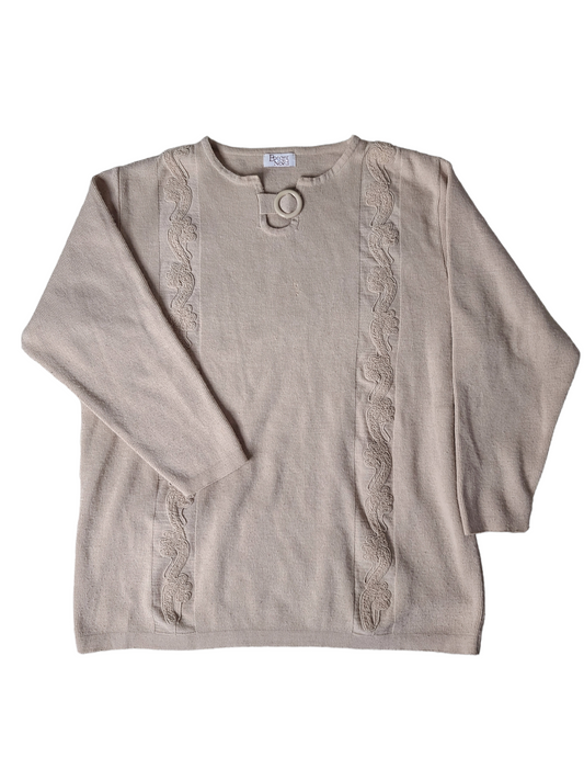 Pull cottagecore neutral style preppy oversize vintage cute beige creme