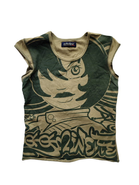 Tank top 90s printed archive ddp streetwear skater grunge kaki