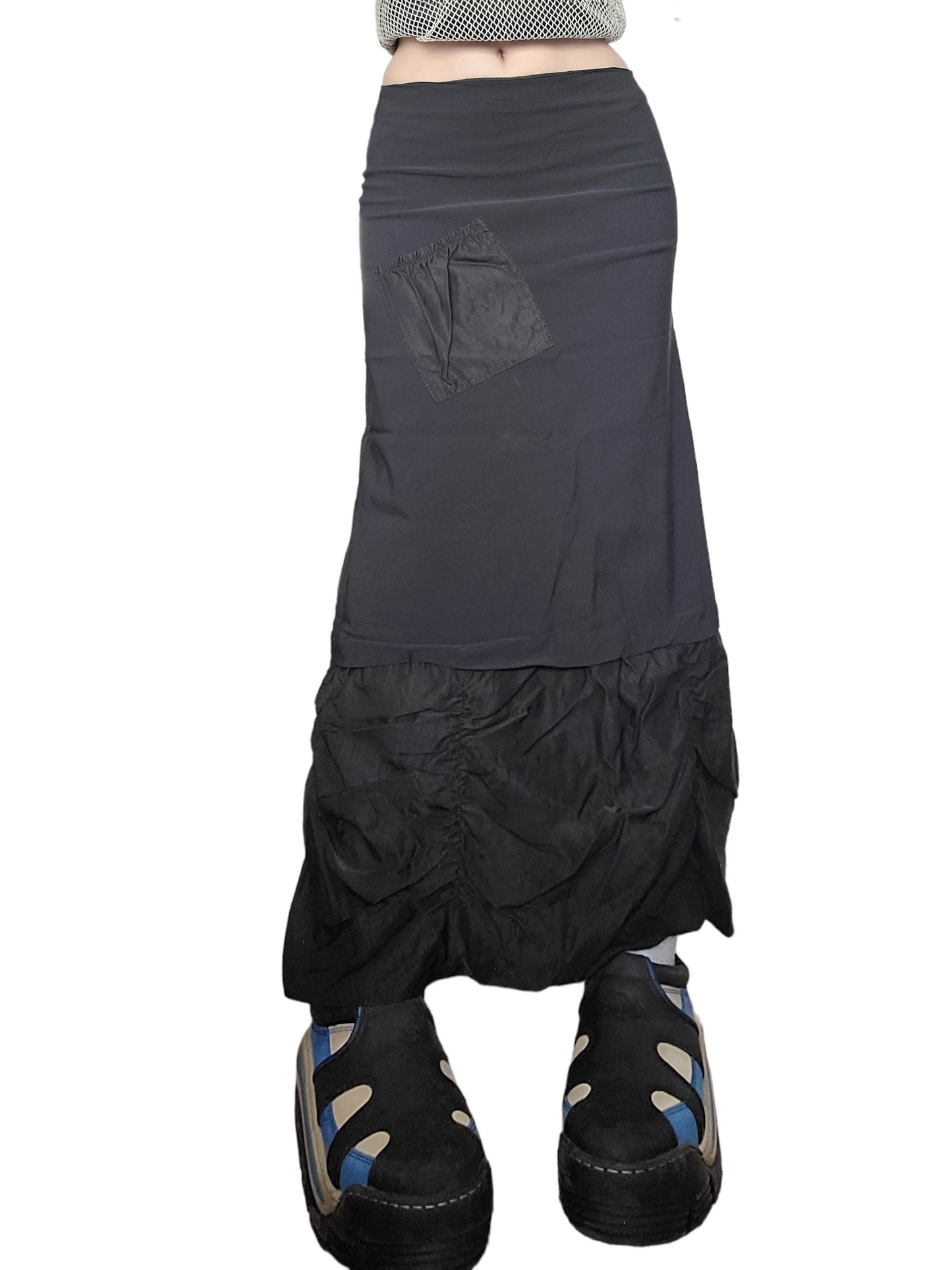 Maxi skirt parachute noire gorpcore