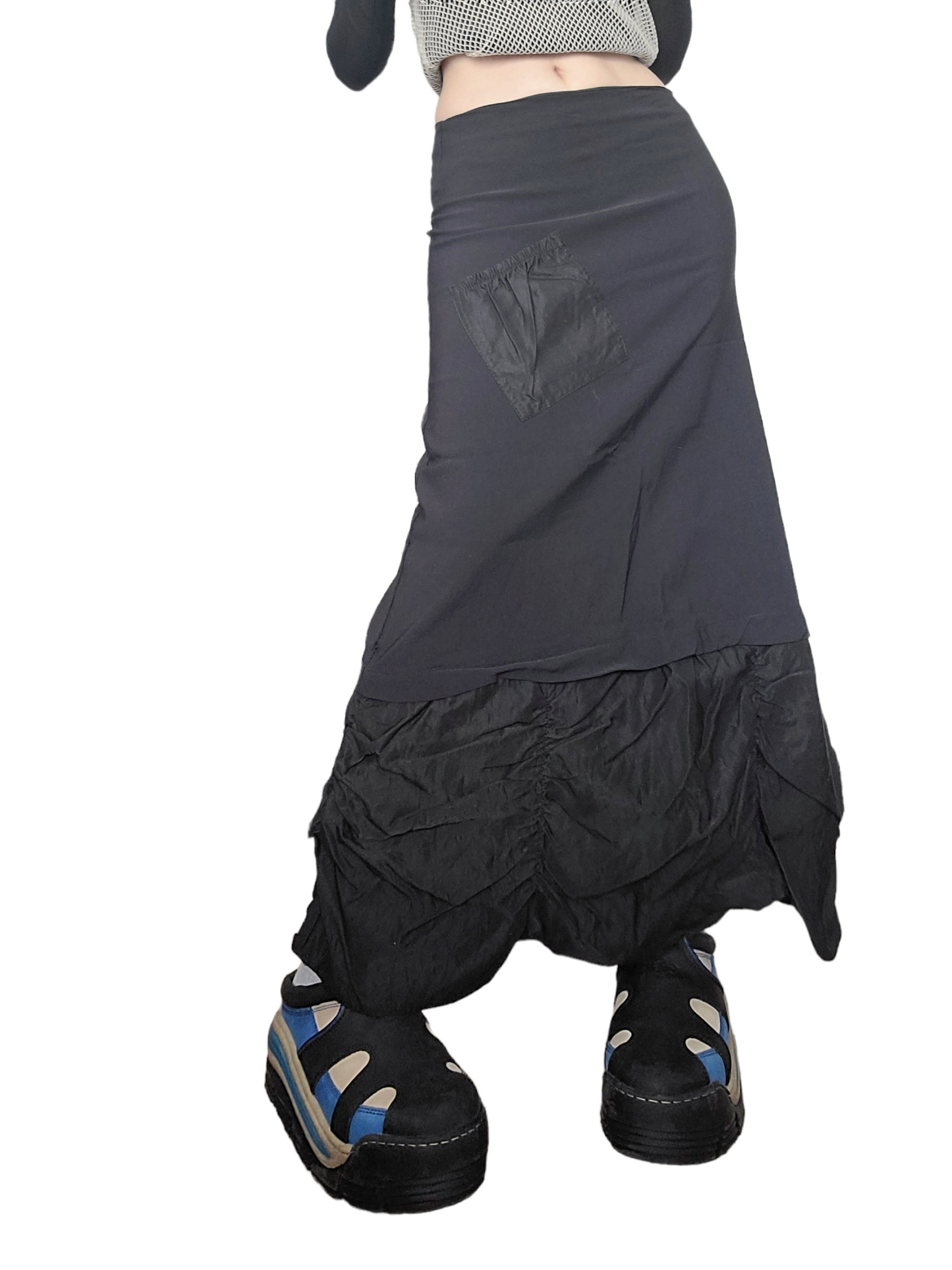 Maxi skirt parachute noire gorpcore