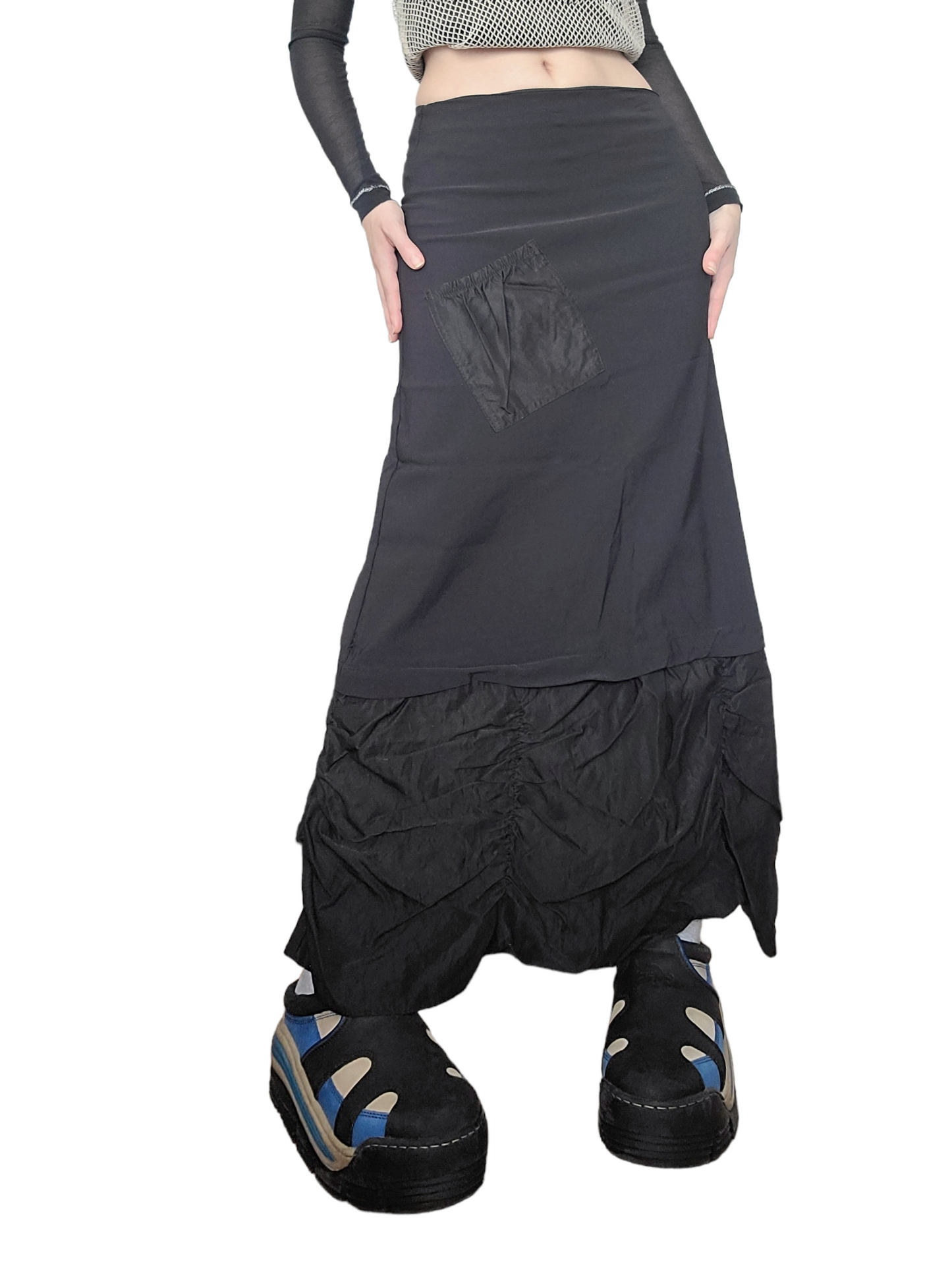 Maxi black parachute skirt gorpcore