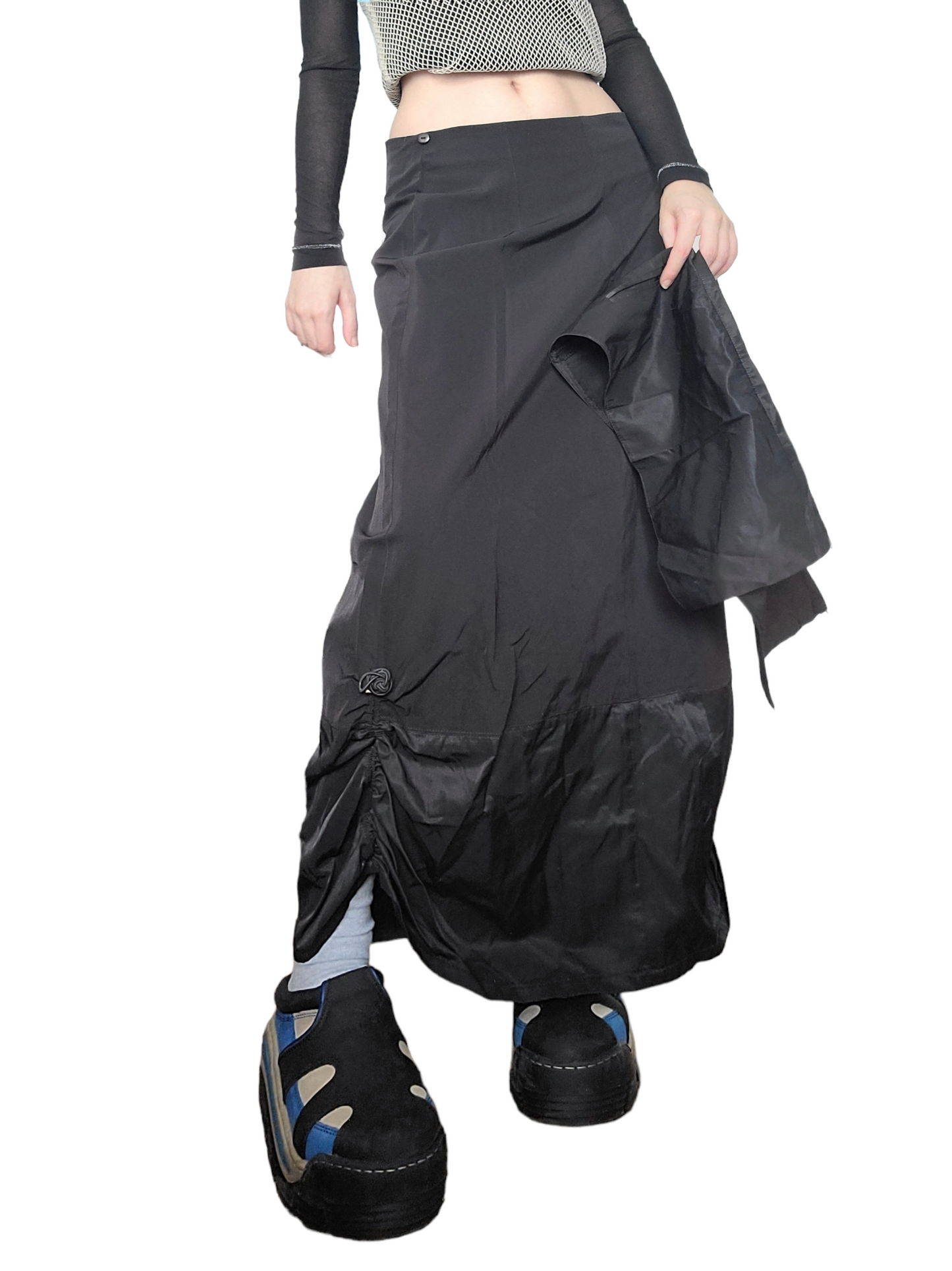 Maxi skirt parachute noire dystopian