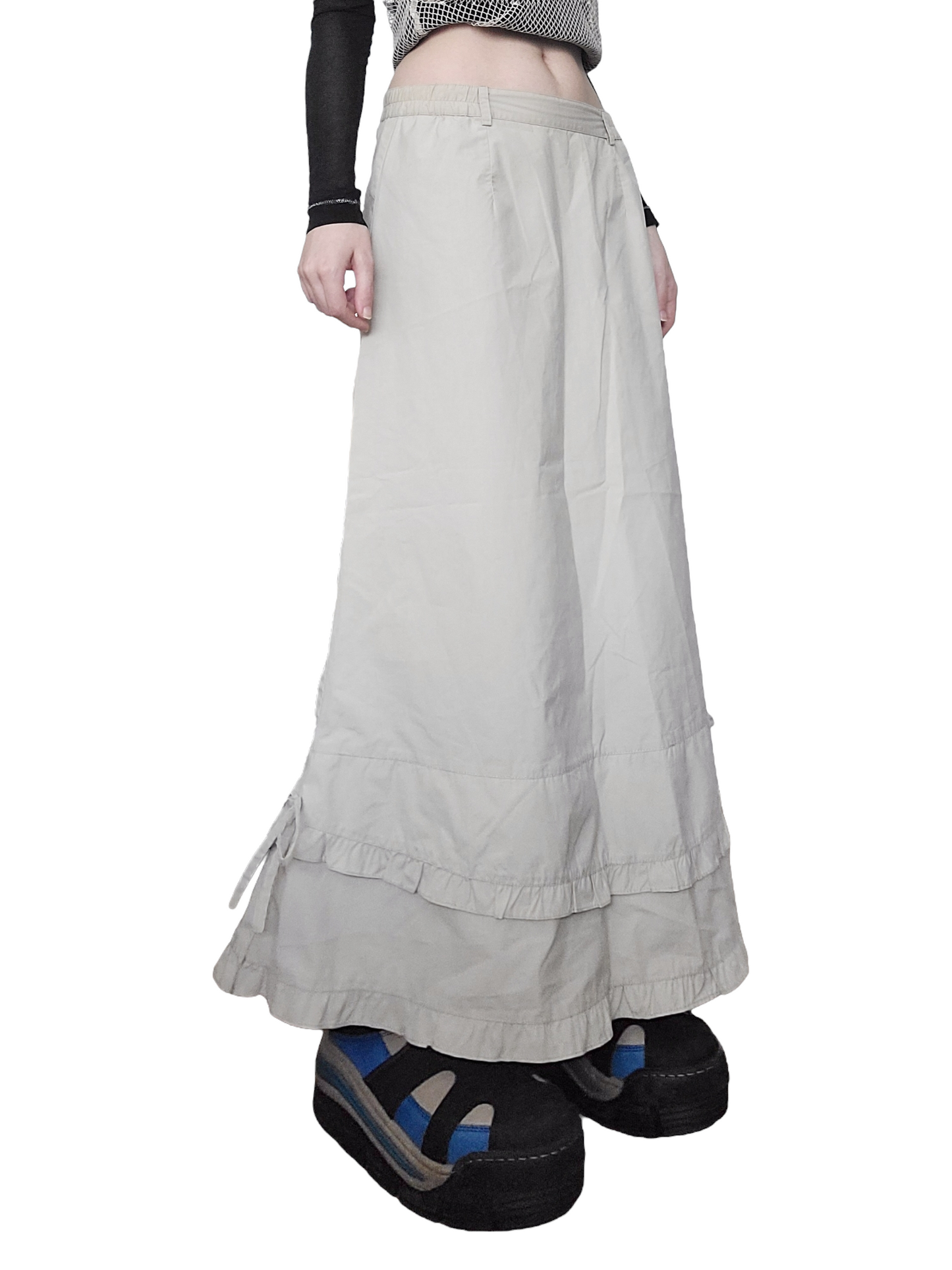 Maxi skirt harajuku gorpcore vintage creme subversive style techwear