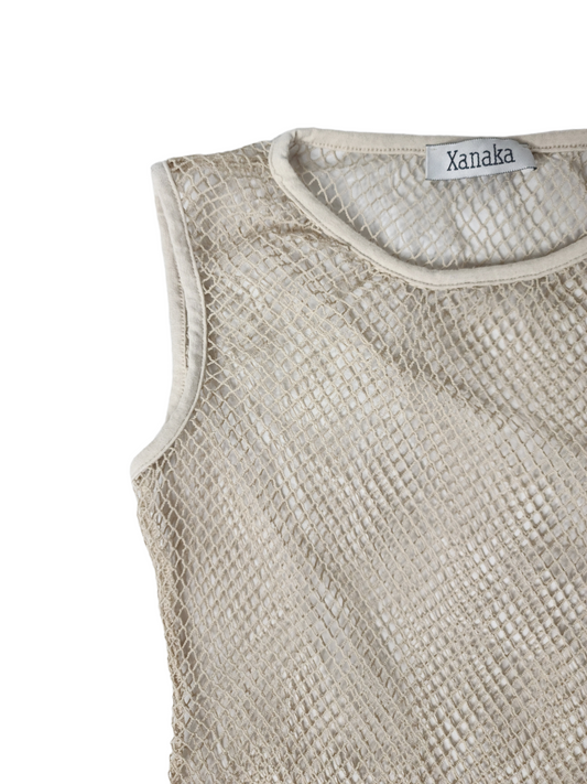 Beige techwear mesh top