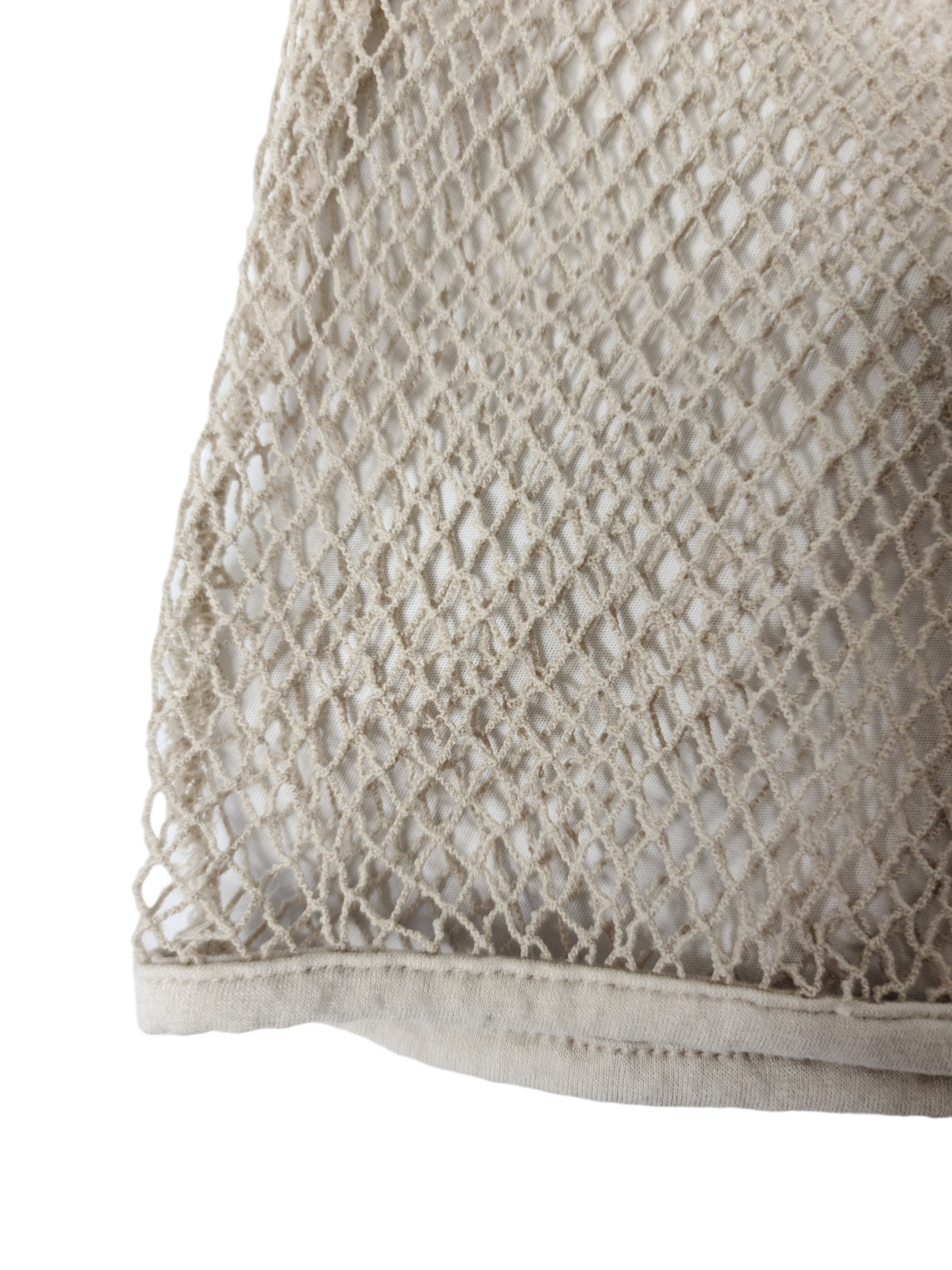 Beige techwear mesh top