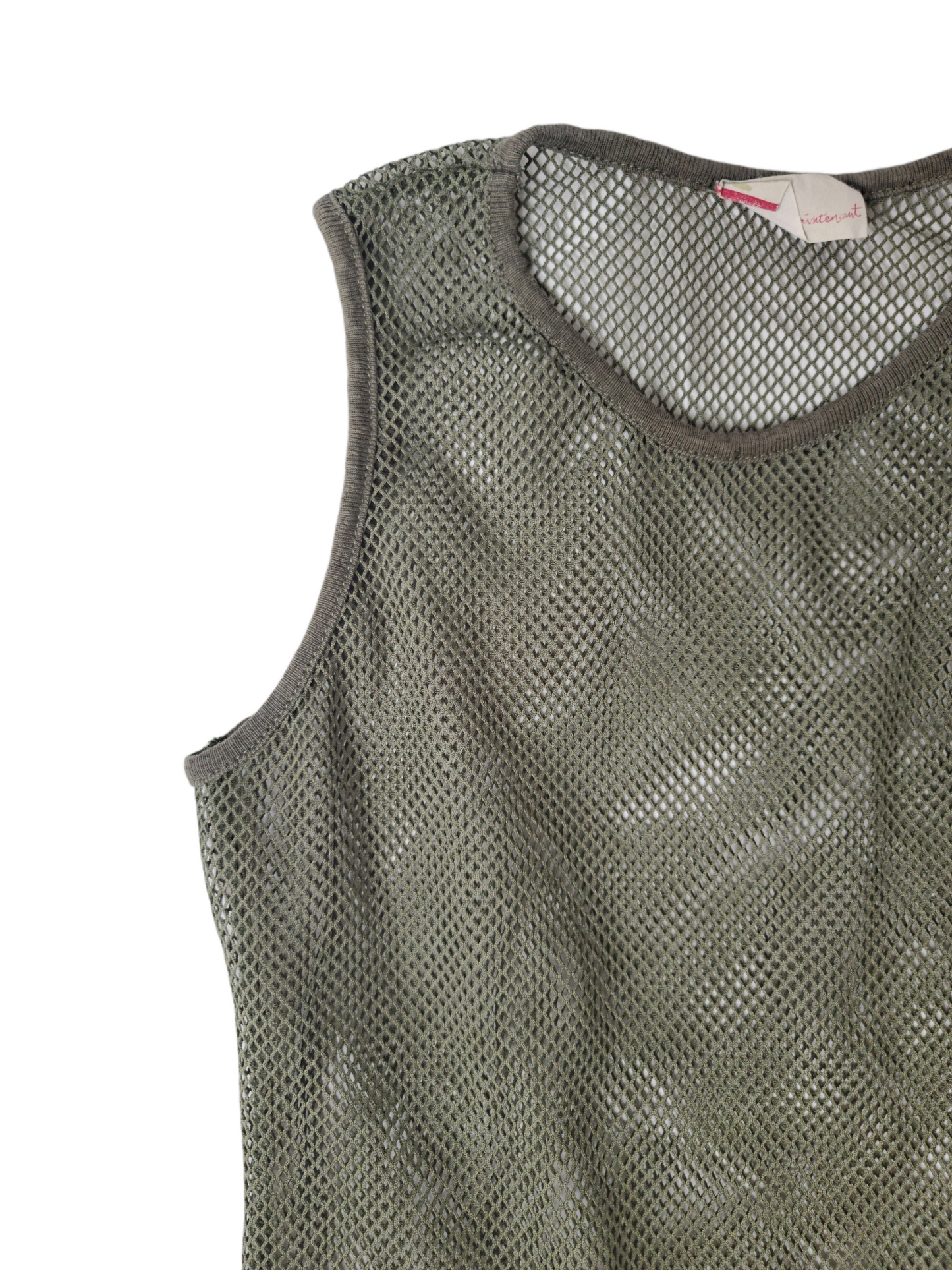 Khaki techwear mesh top