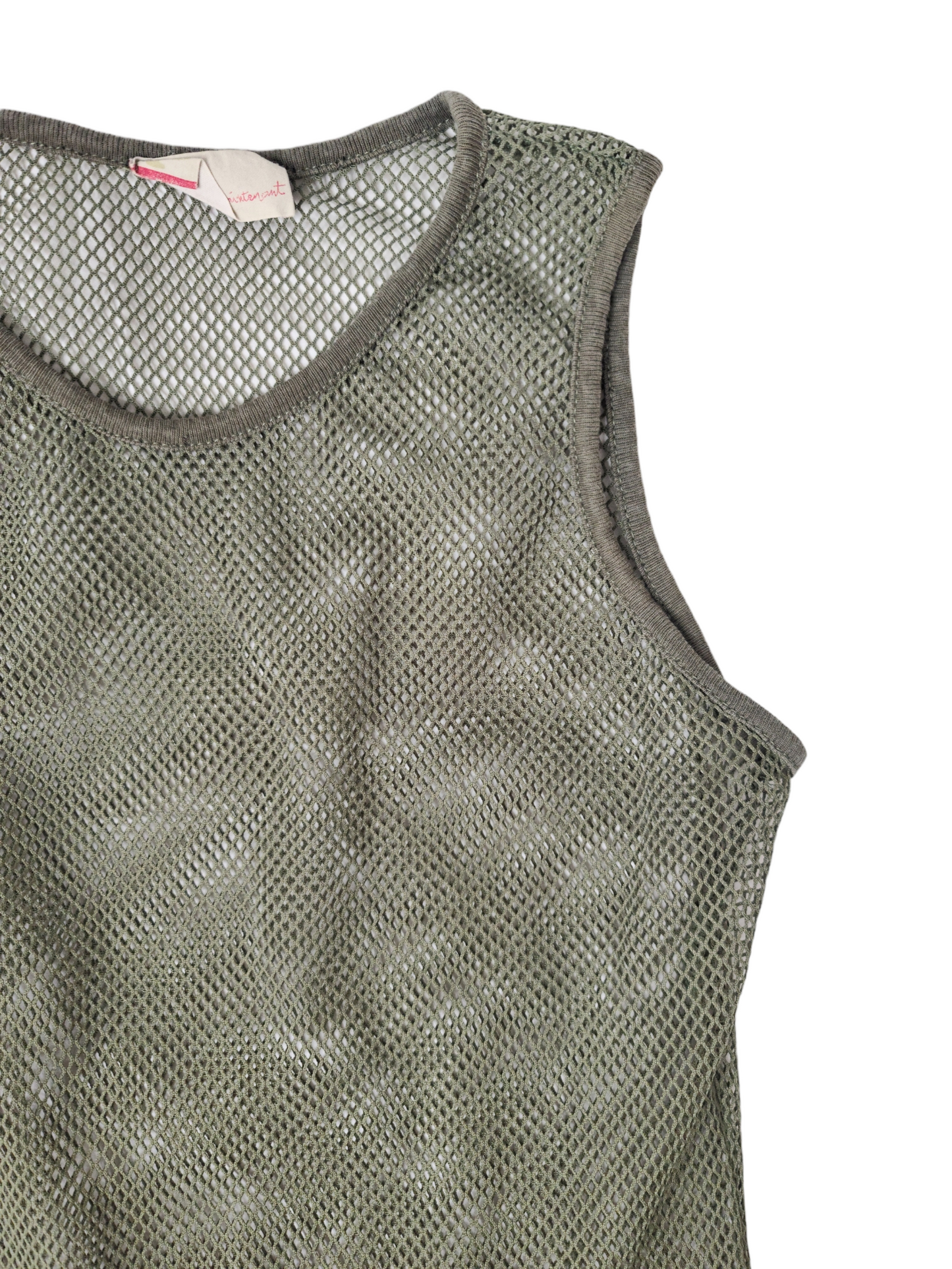 Khaki techwear mesh top