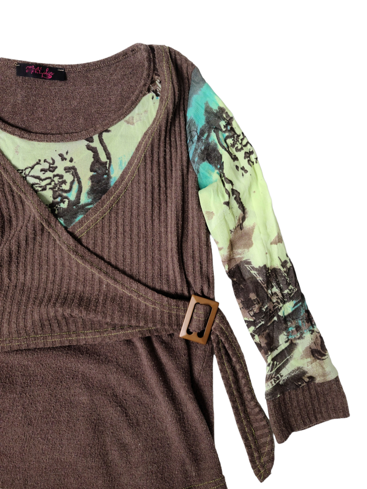 Mesh top y2k wrap heart