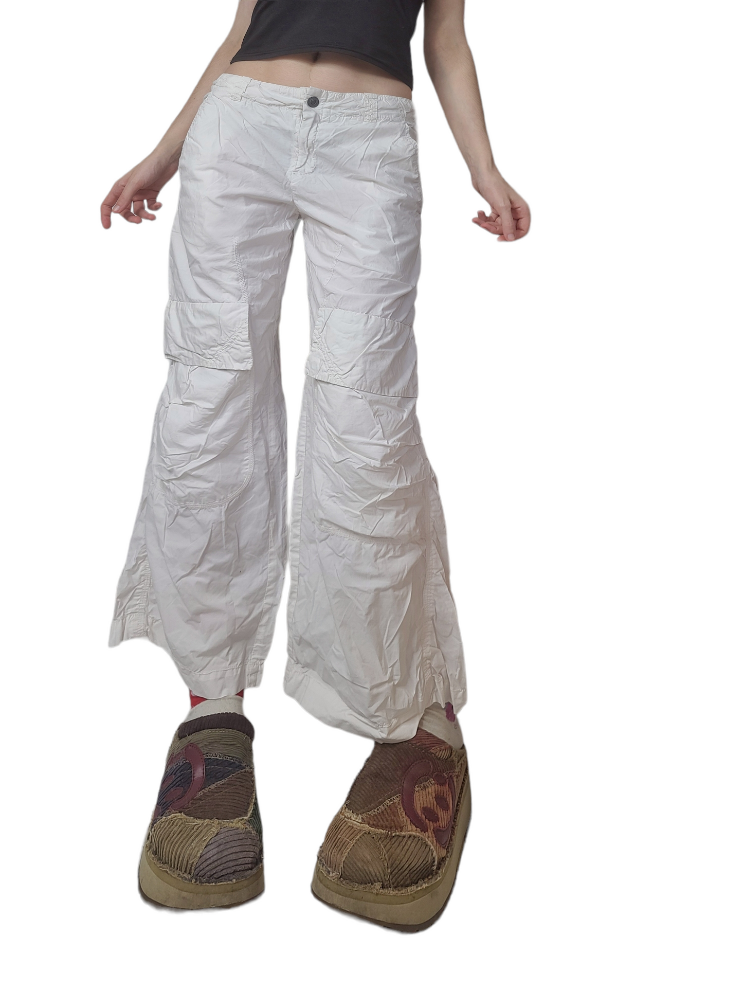 Parachute cargo blanc gorpcore techwear mutipoches ufo 90s rave skater utility sportwear