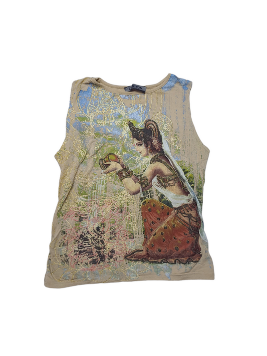 Tank top vintage cybery2k 90s printed 90s inde rave weird colorful archive fashion