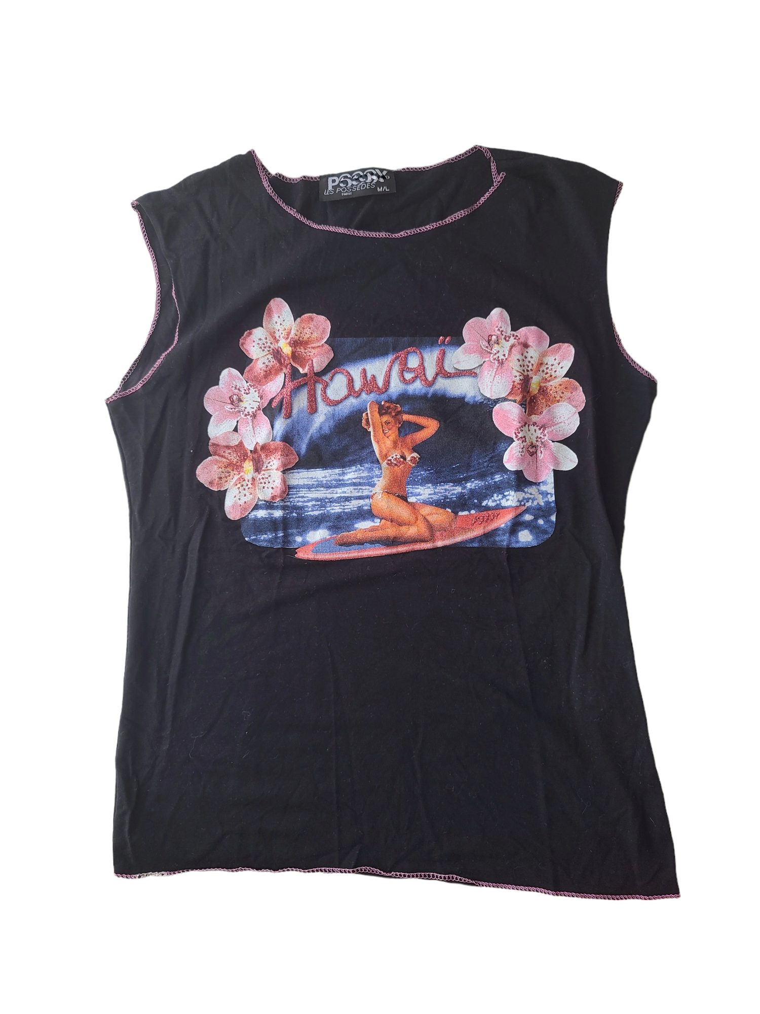 Tank top 90s beach hawai strass glitter y2k surfing y2k cute harajuku