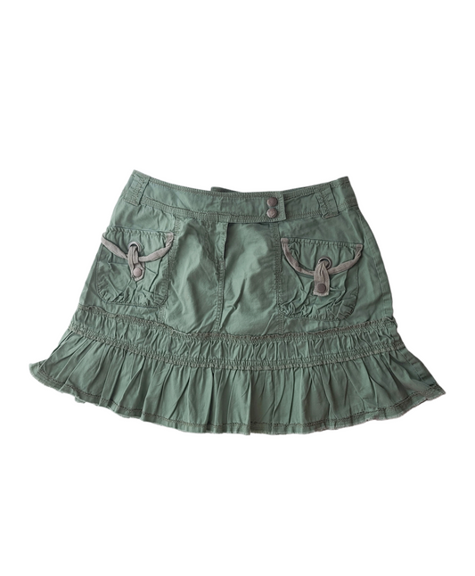 Mini jupe plissée japan harajuku vintage y2k tartan carreaux grunge cute acubi neutral style gorpcore cargo kaki