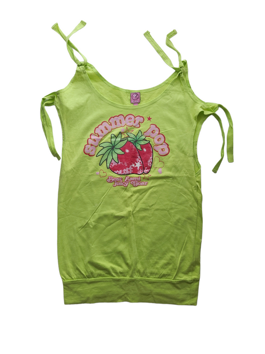 Top y2k 2000 vintage funky printed cyber fraise strawberry pop cute kawaii made in france archive