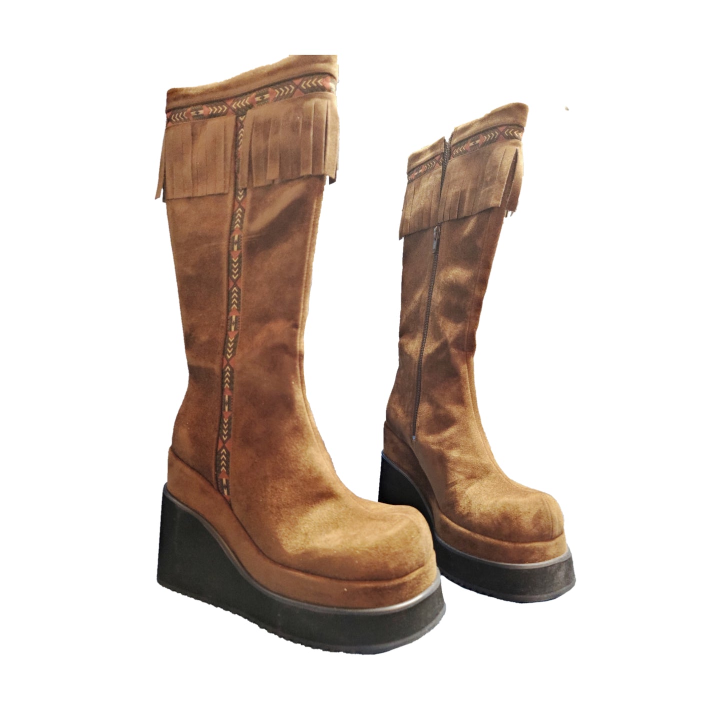 Bottes vintage à plateformes à franges - zimfriperie