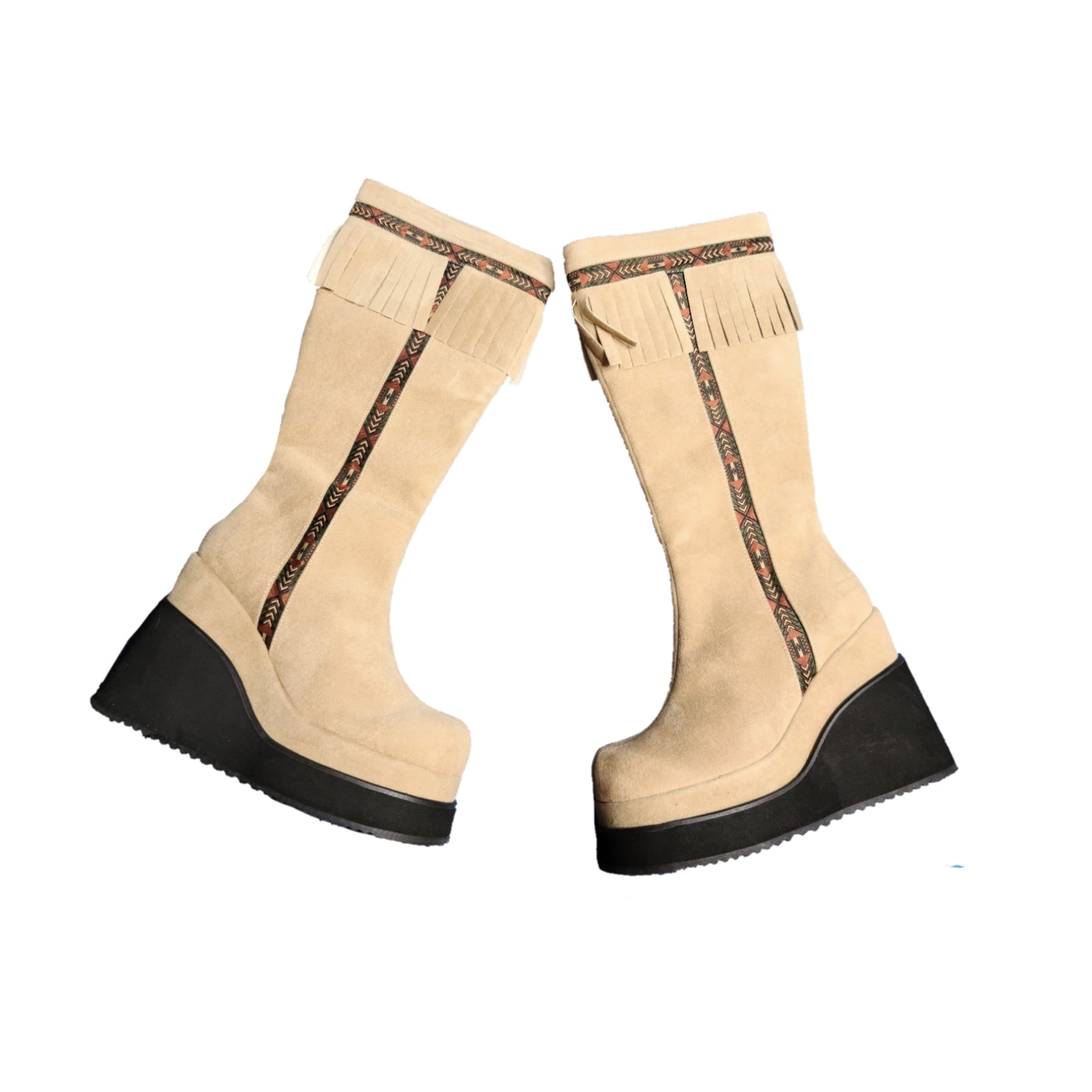 Bottes à plateformes vintage à franges - zimfriperie