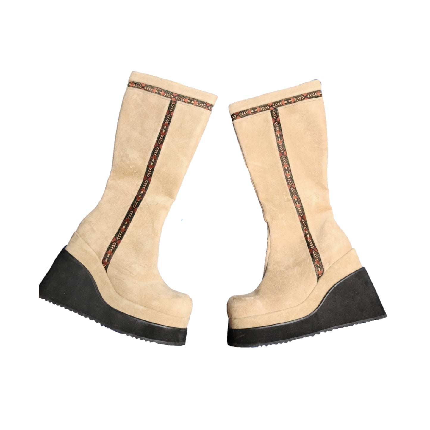 Bottes vintage à plateformes crème - zimfriperie