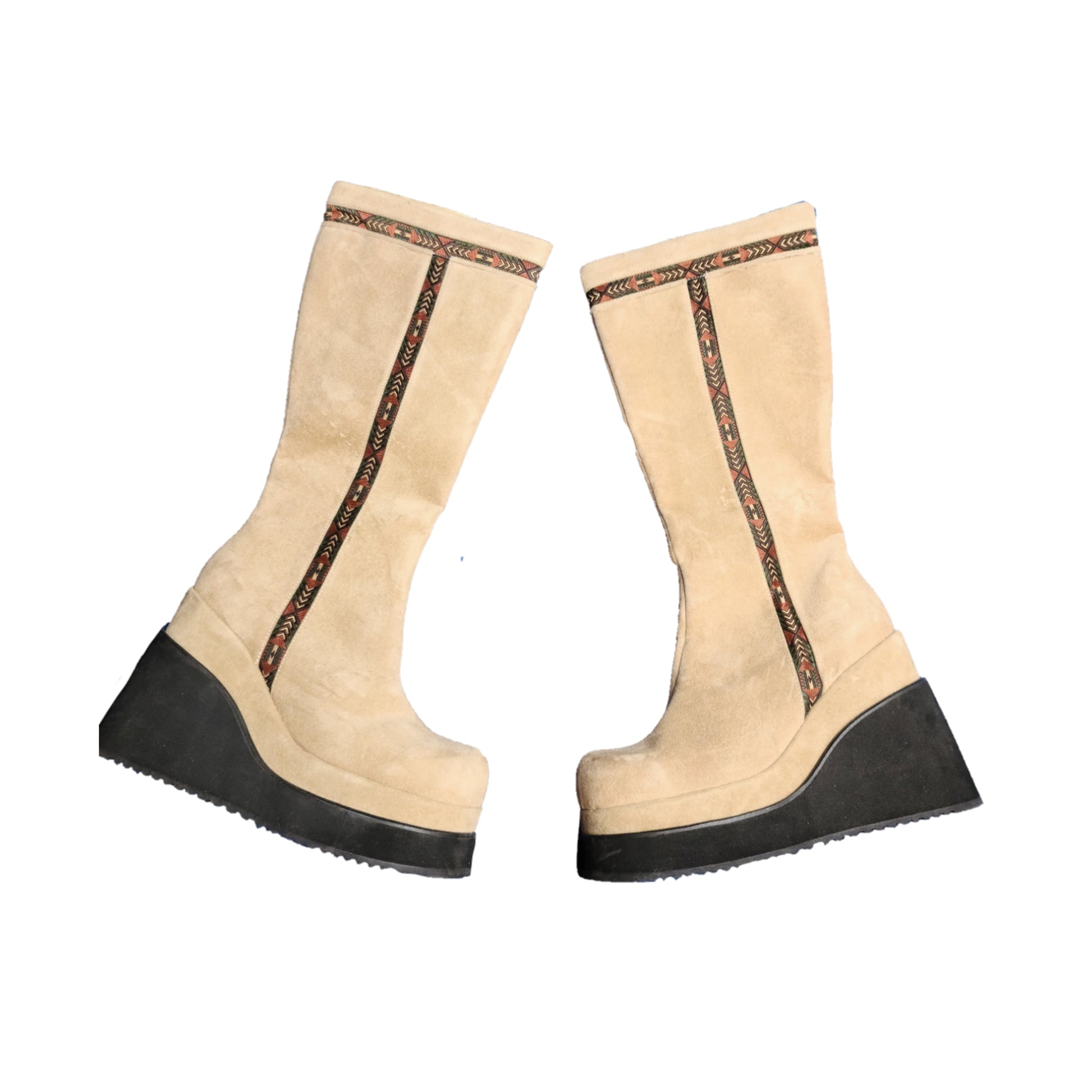 Bottes vintage à plateformes crème - zimfriperie