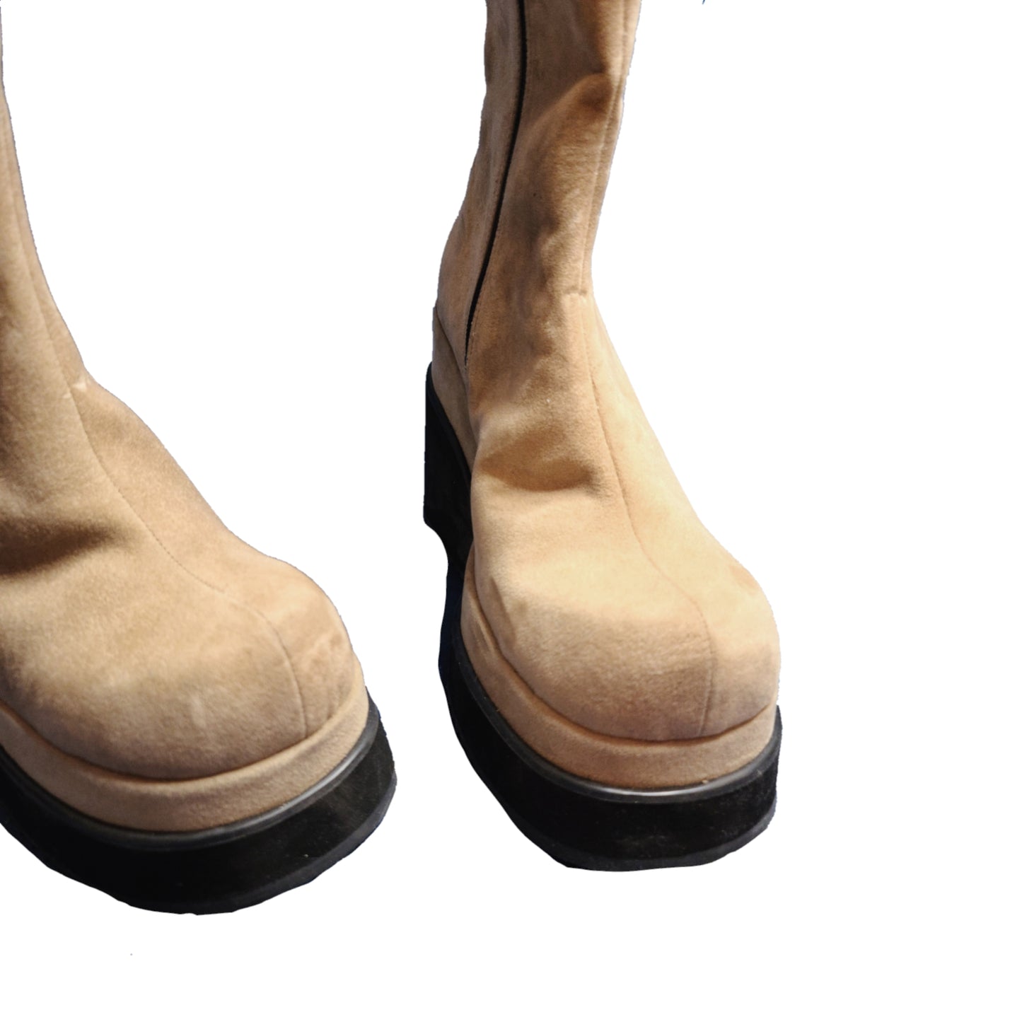 Bottes vintage à plateformes crème - zimfriperie