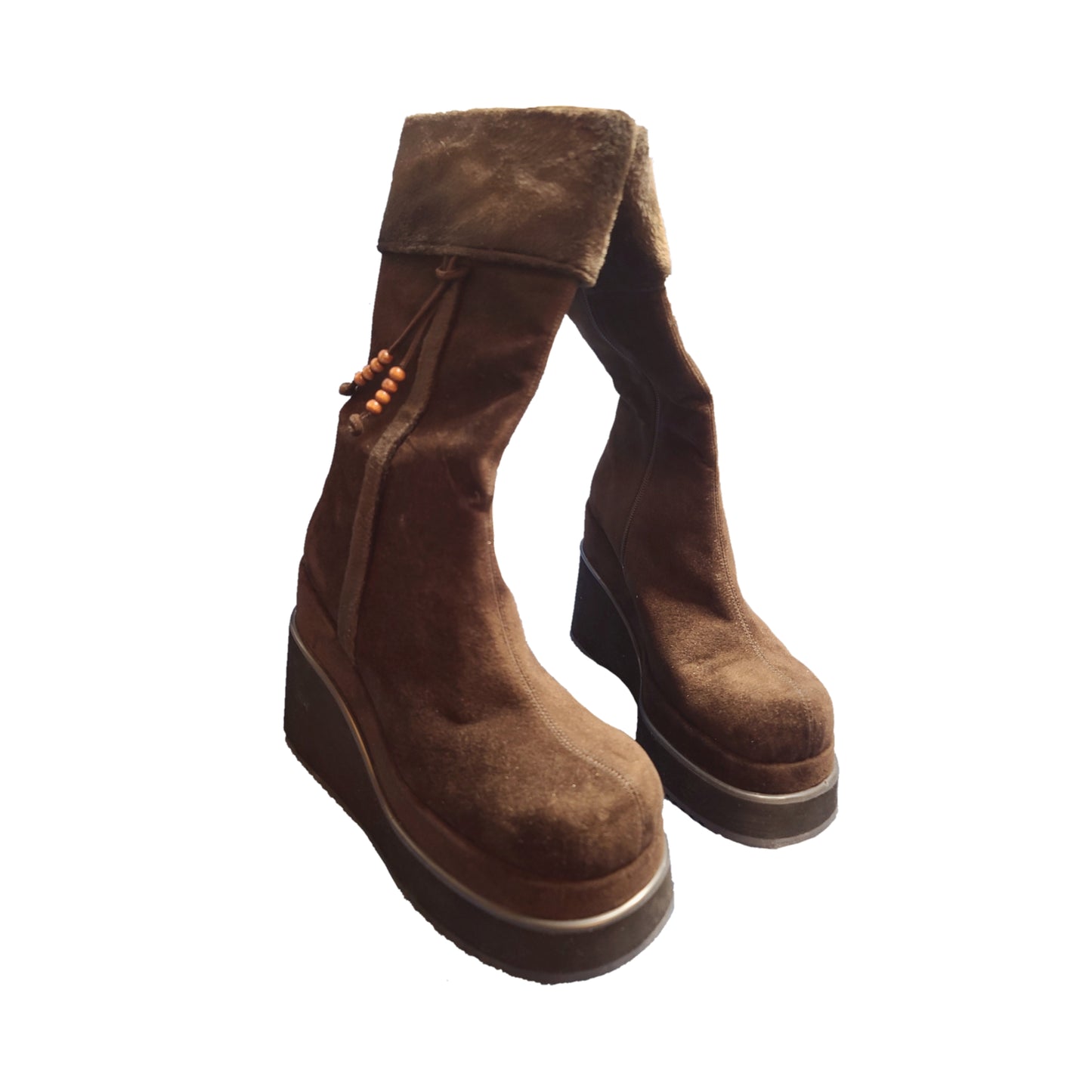 Boots vintage plateformes fourrure - zimfriperie