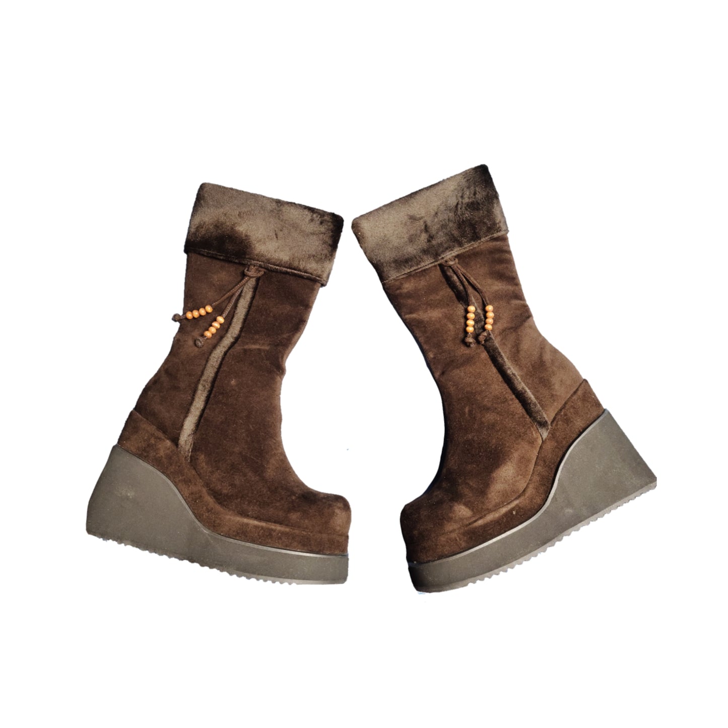 Boots vintage plateformes fourrure - zimfriperie