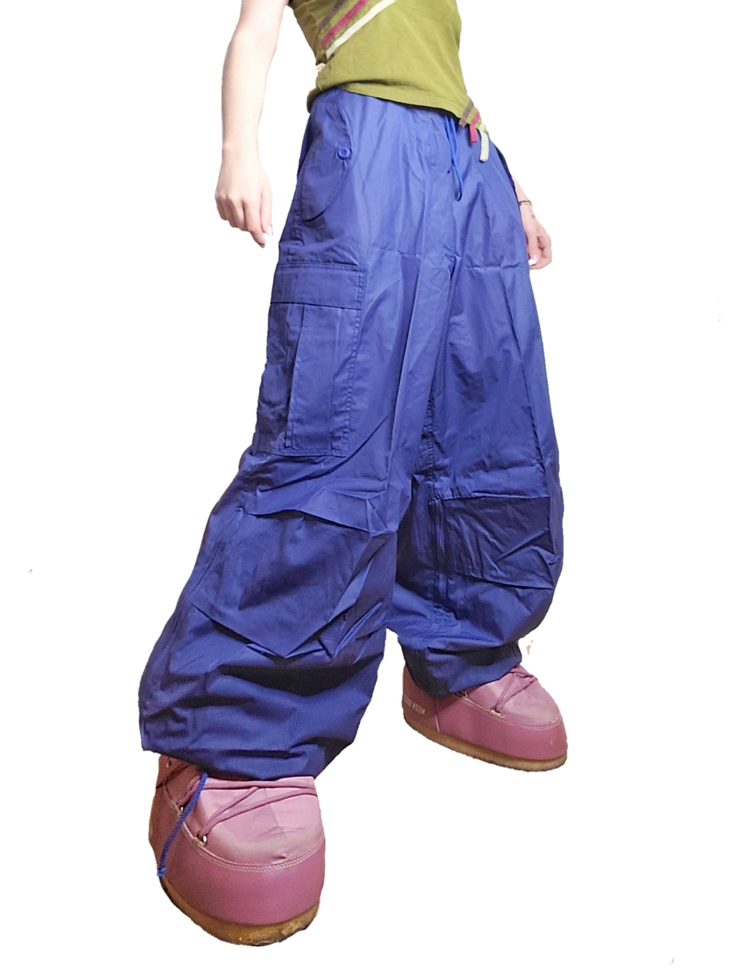 Cargo militaire vintage ufo usa oversize pants bleu baggy parachute