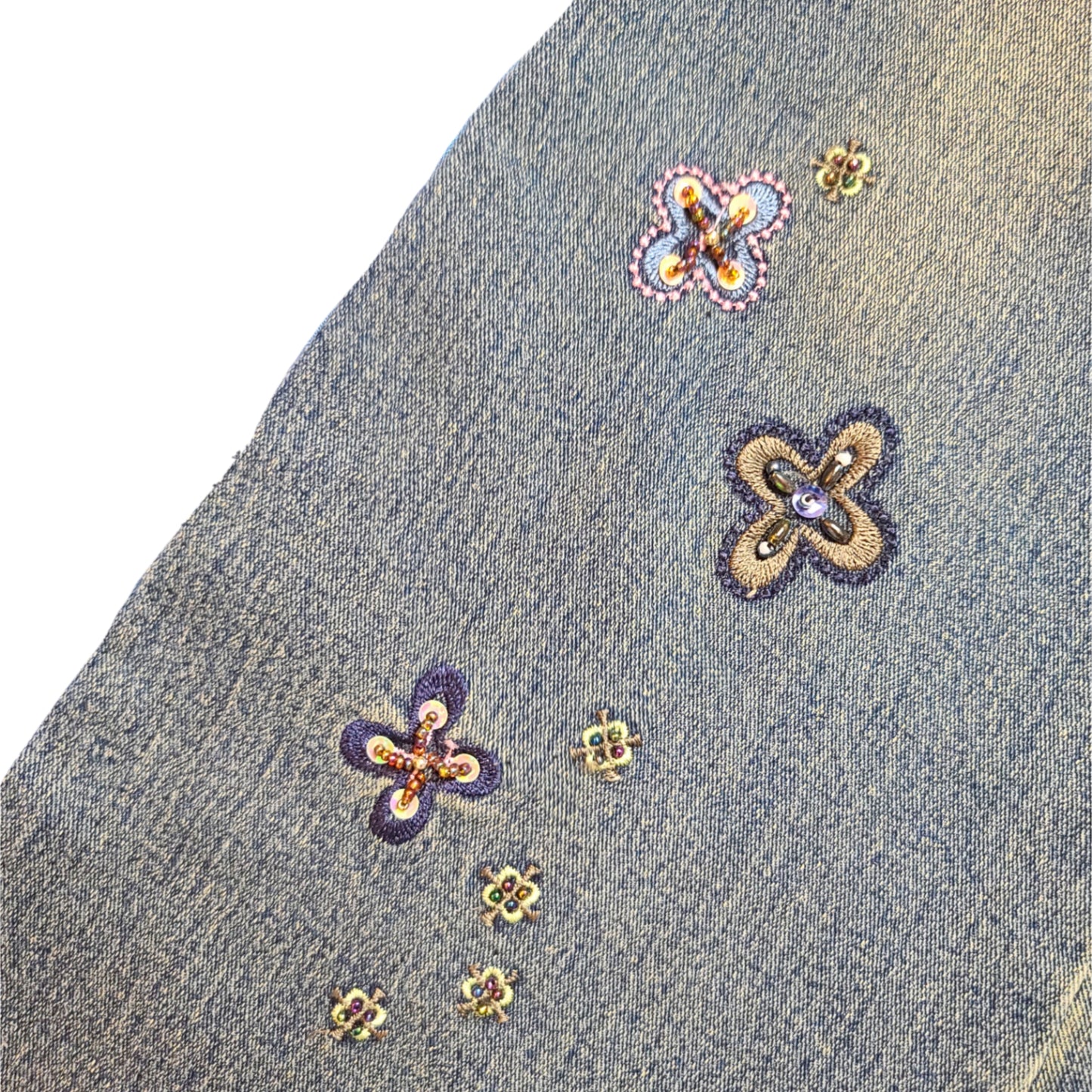 Jean y2k pattes d'eph brodé fleurs - zimfriperie