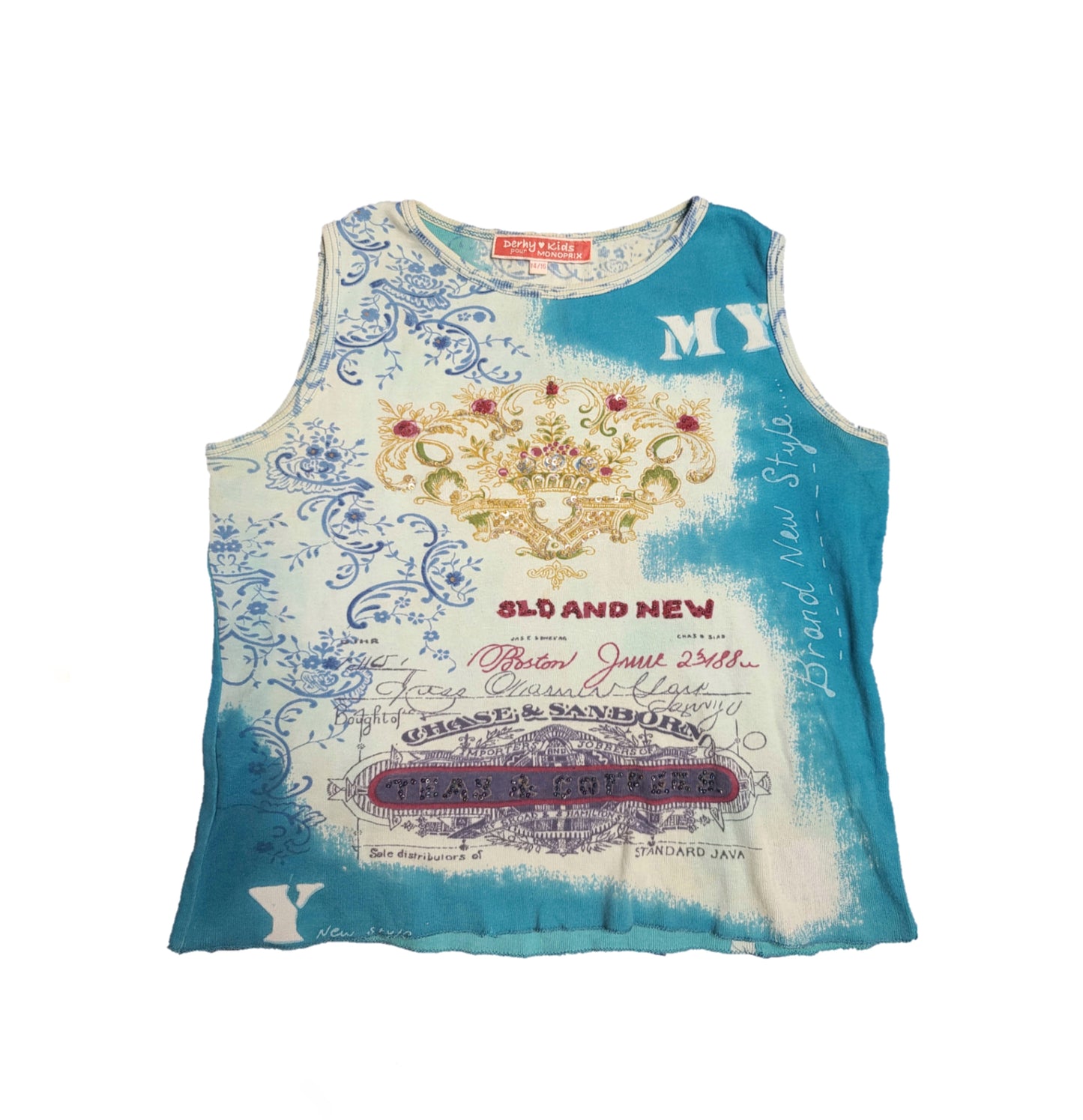 Top printed y2k 2000s graphic text baby tee tie and dye perles tank cute kawaii bratz