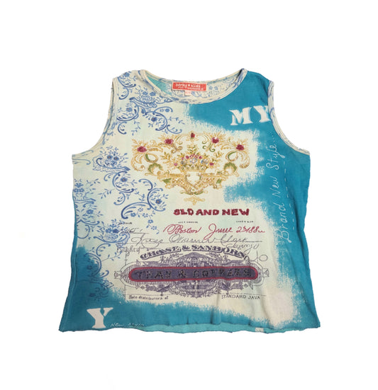 Top printed y2k 2000s graphic text baby tee tie and dye perles tank cute kawaii bratz